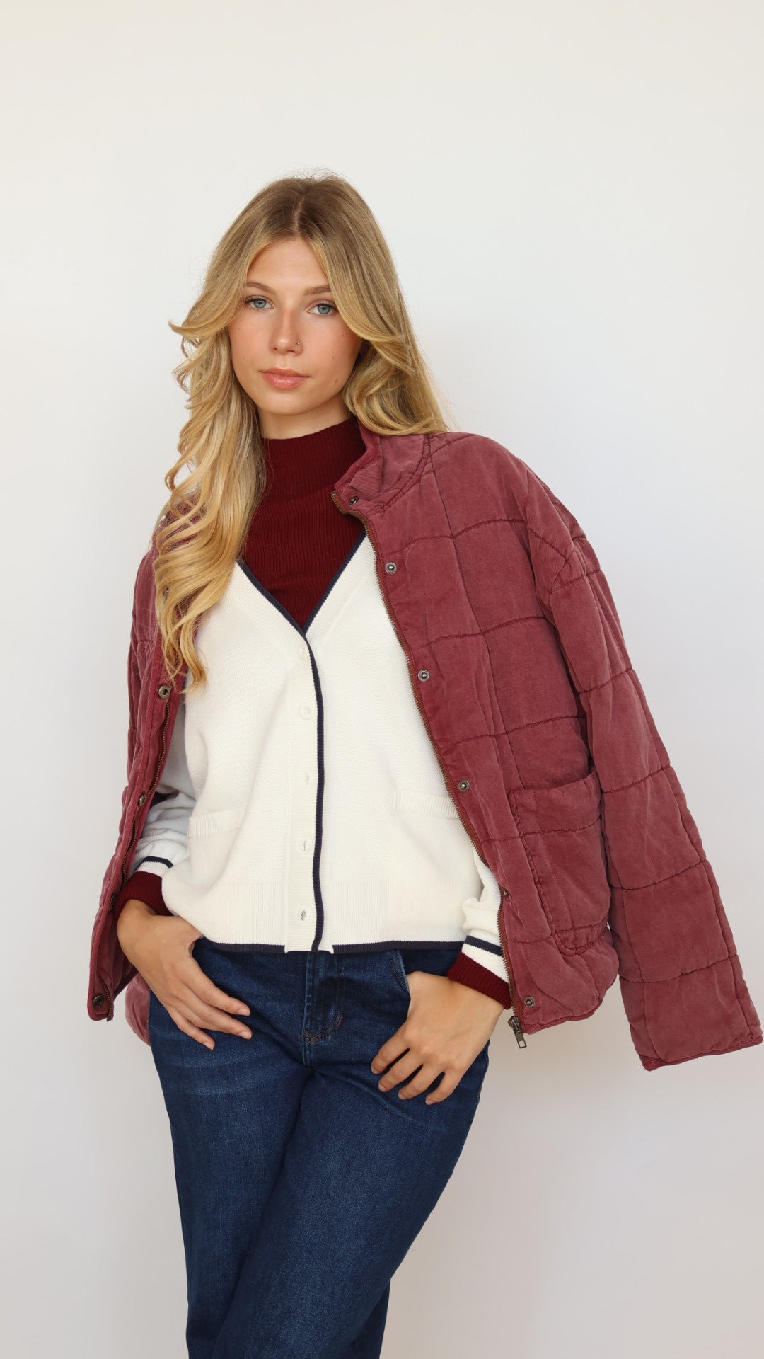 Thread & Supply Preppy Contrast Piping Cardigan