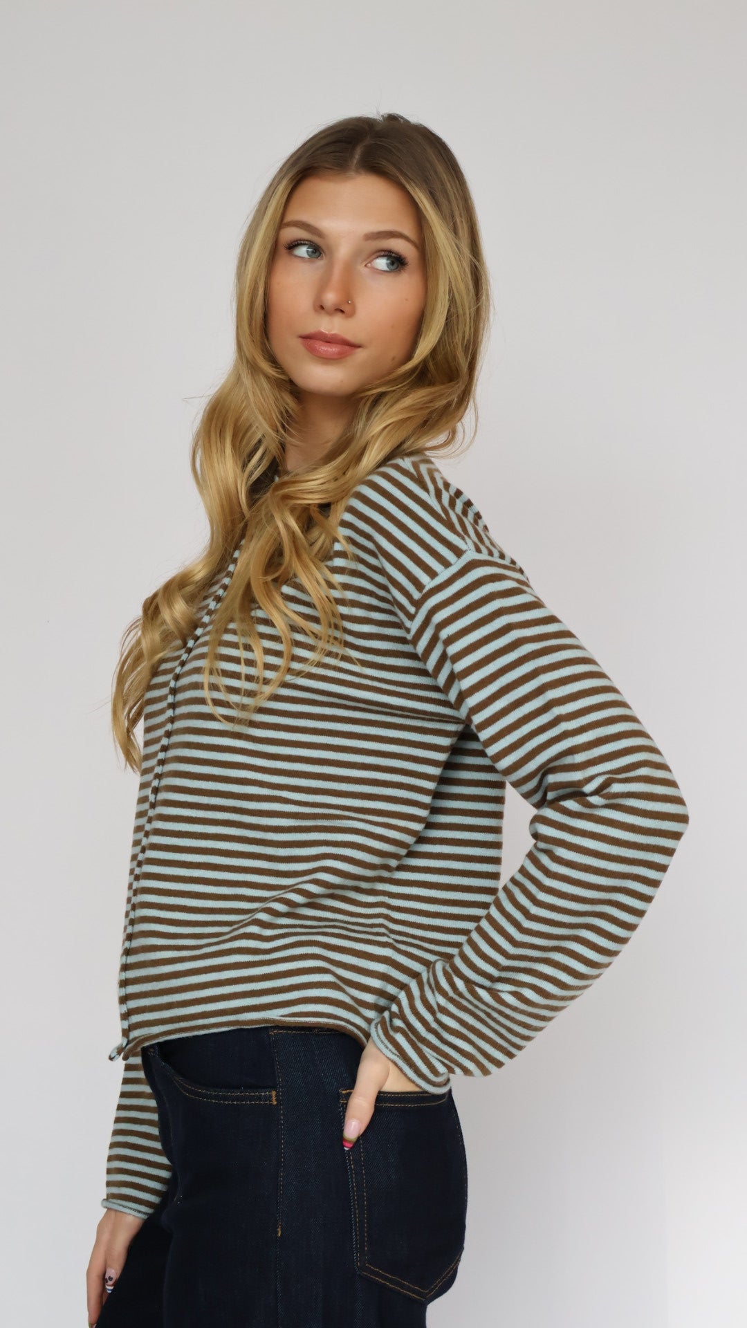 Striped Button-Up Cardigan