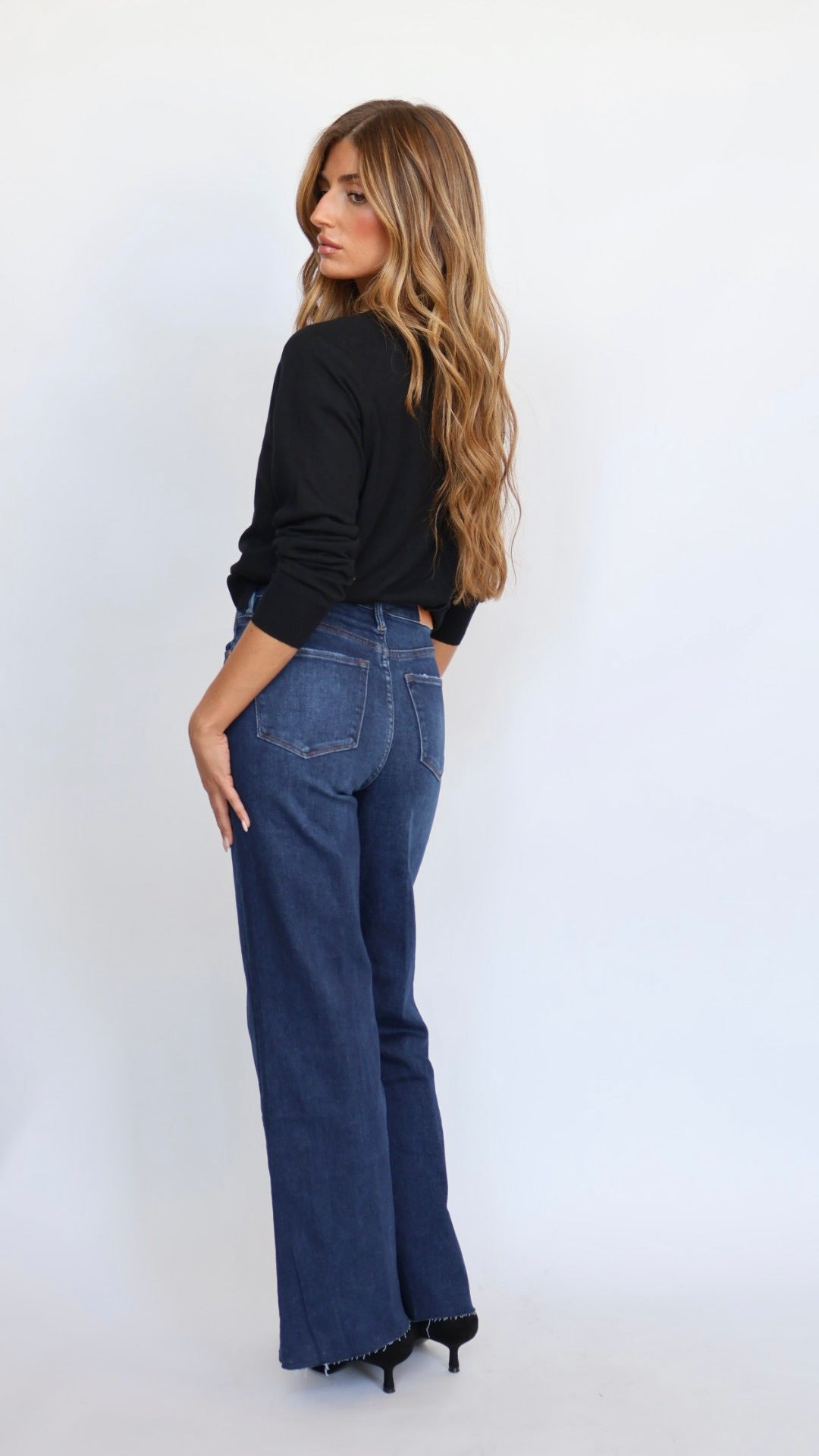 Dear John Denim Fiona Wide Leg Jeans Dark Knight
