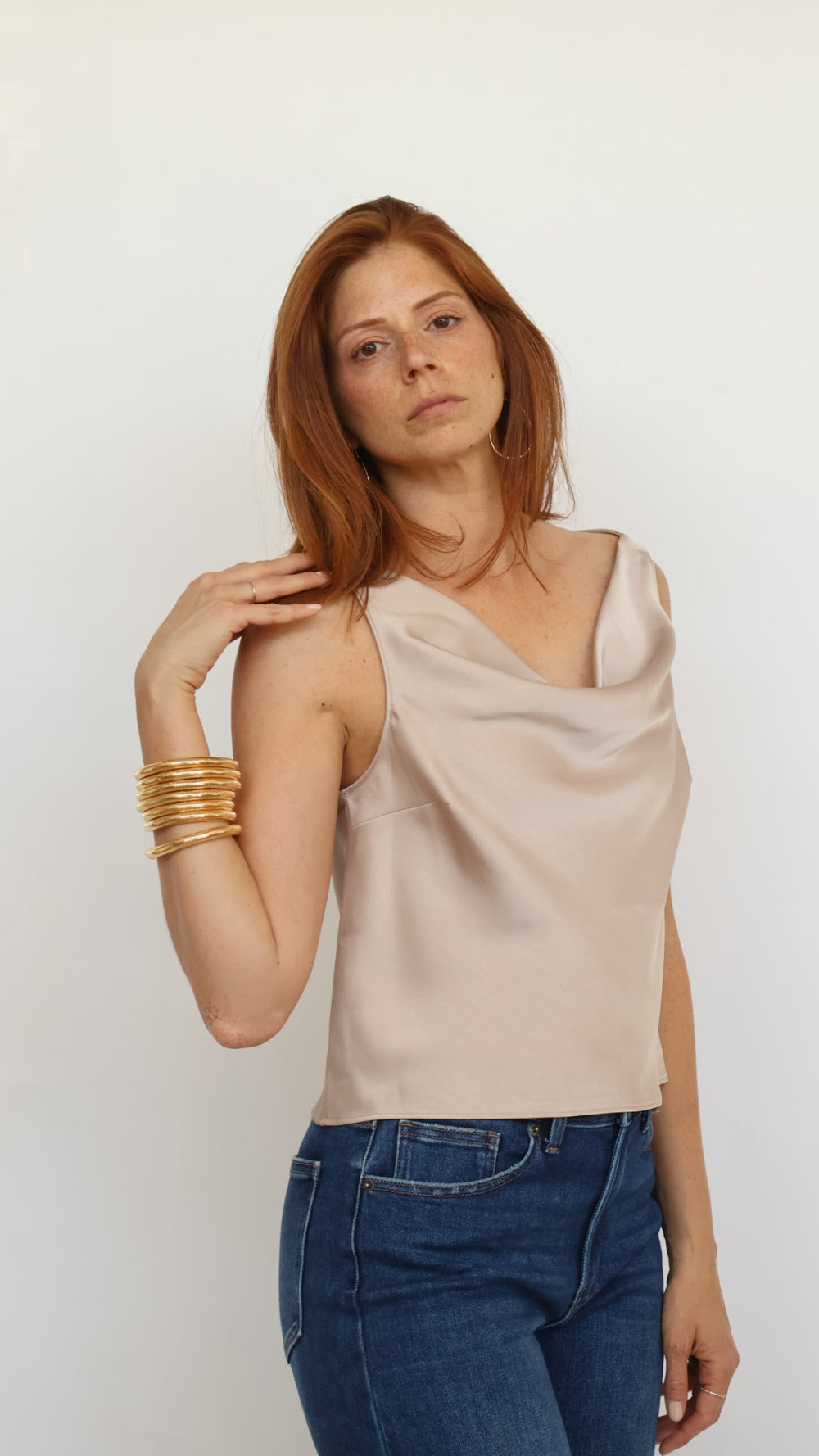 Denver Satin Cowl Neck Dress Top