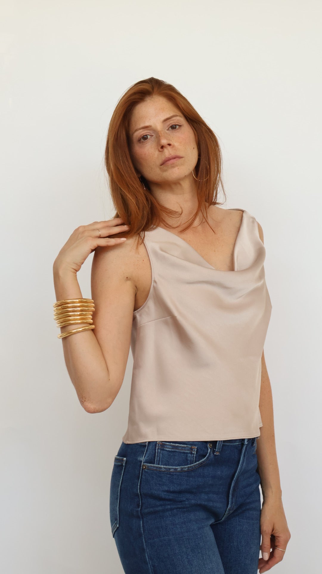 Denver Satin Cowl Neck Dress Top