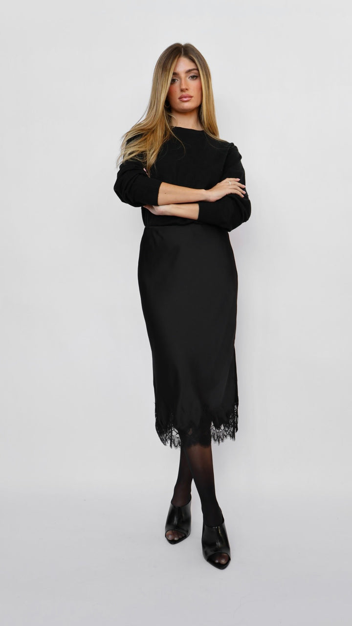 Satin Lace Slip Skirt