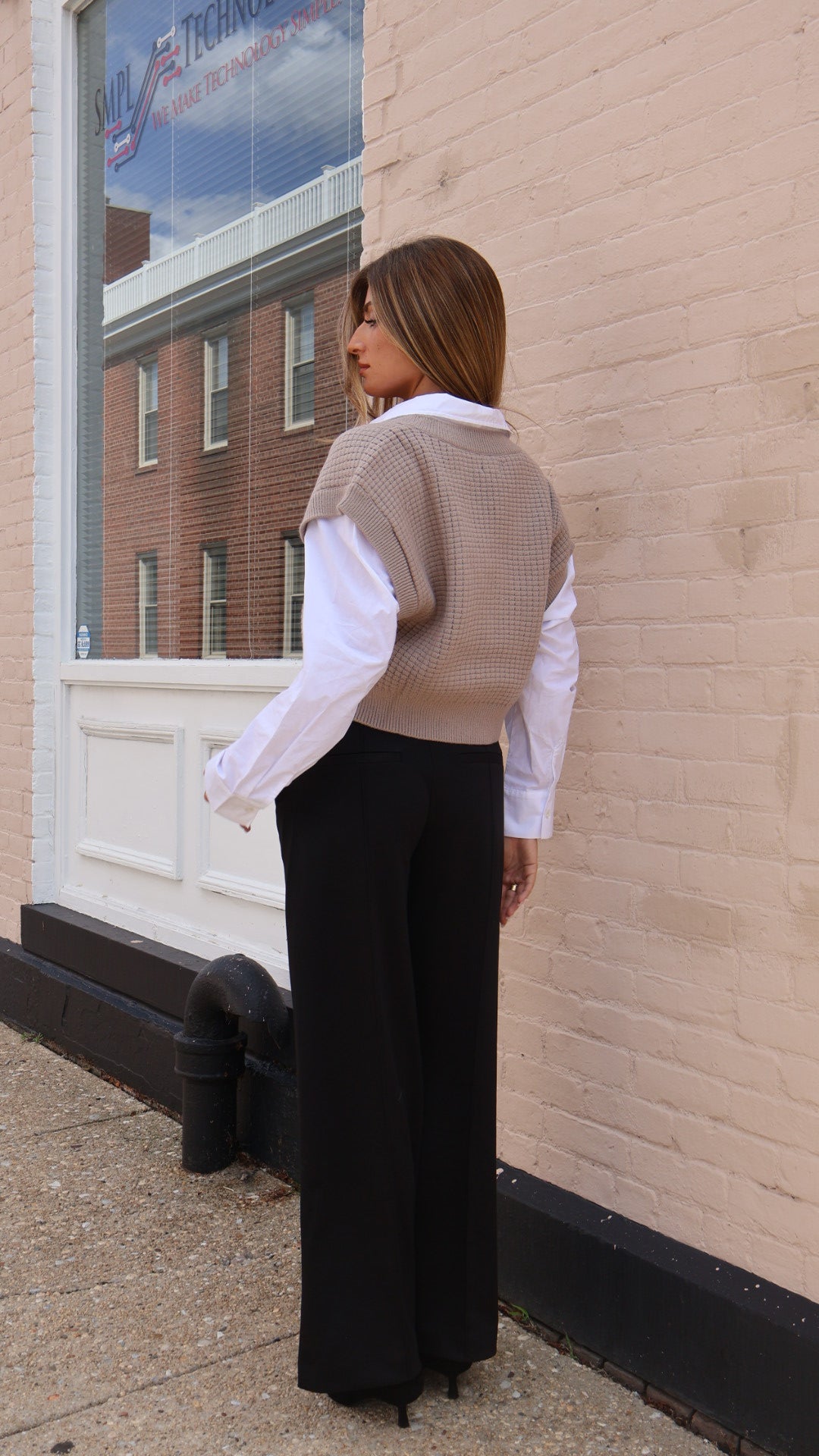 Staple Pintuck Tab Front Wide Leg Trouser