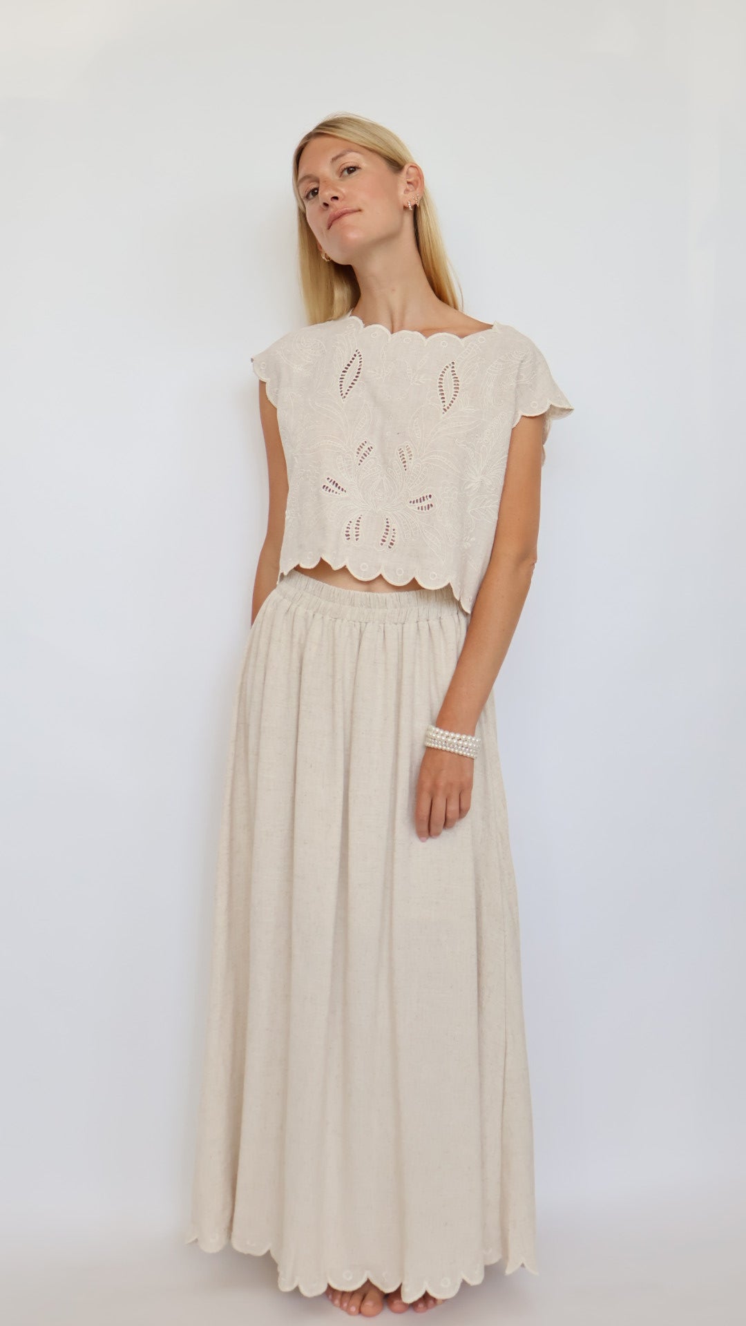 Scalloped Edge Maxi Skirt