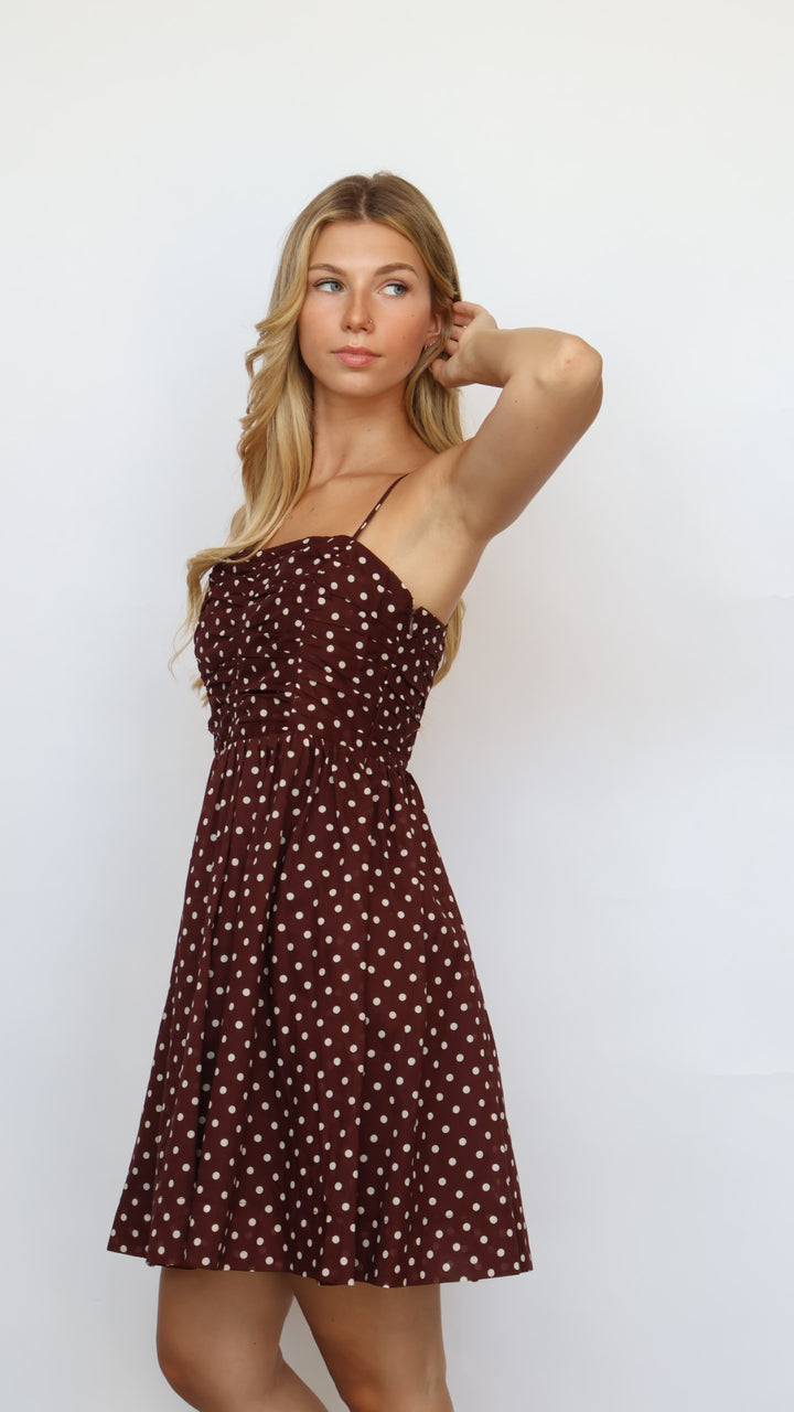 Pinch Fit and Flare Polka Dot Mini Dress
