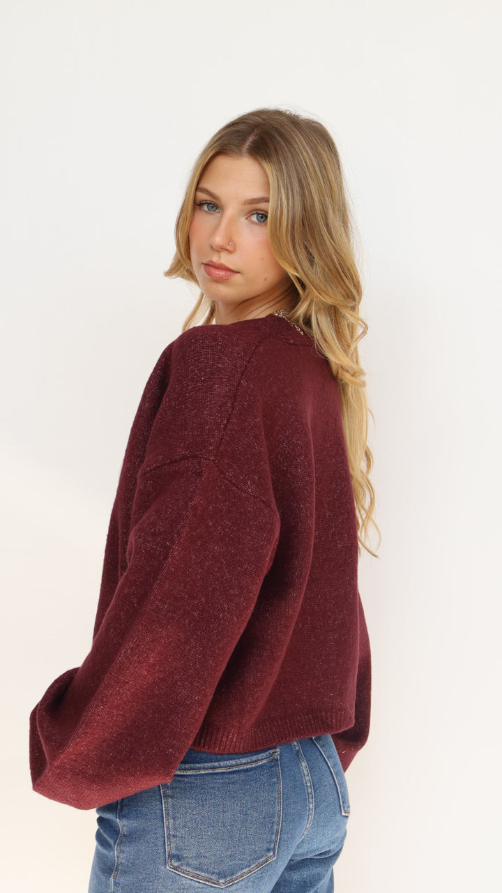 Open Front Crop Cardigan Sweater