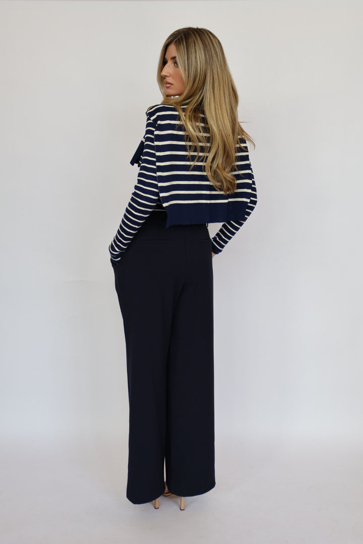 Stripe Long Sleeve Top with Cardigan