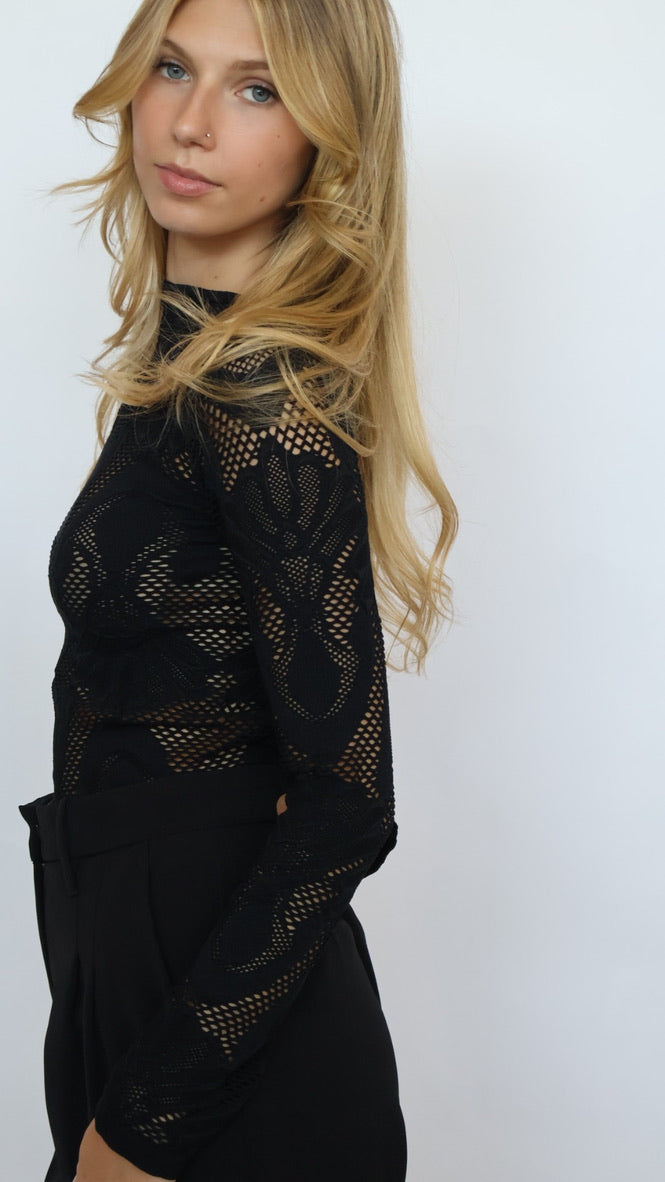 Jacquard Fishnet Layering Top