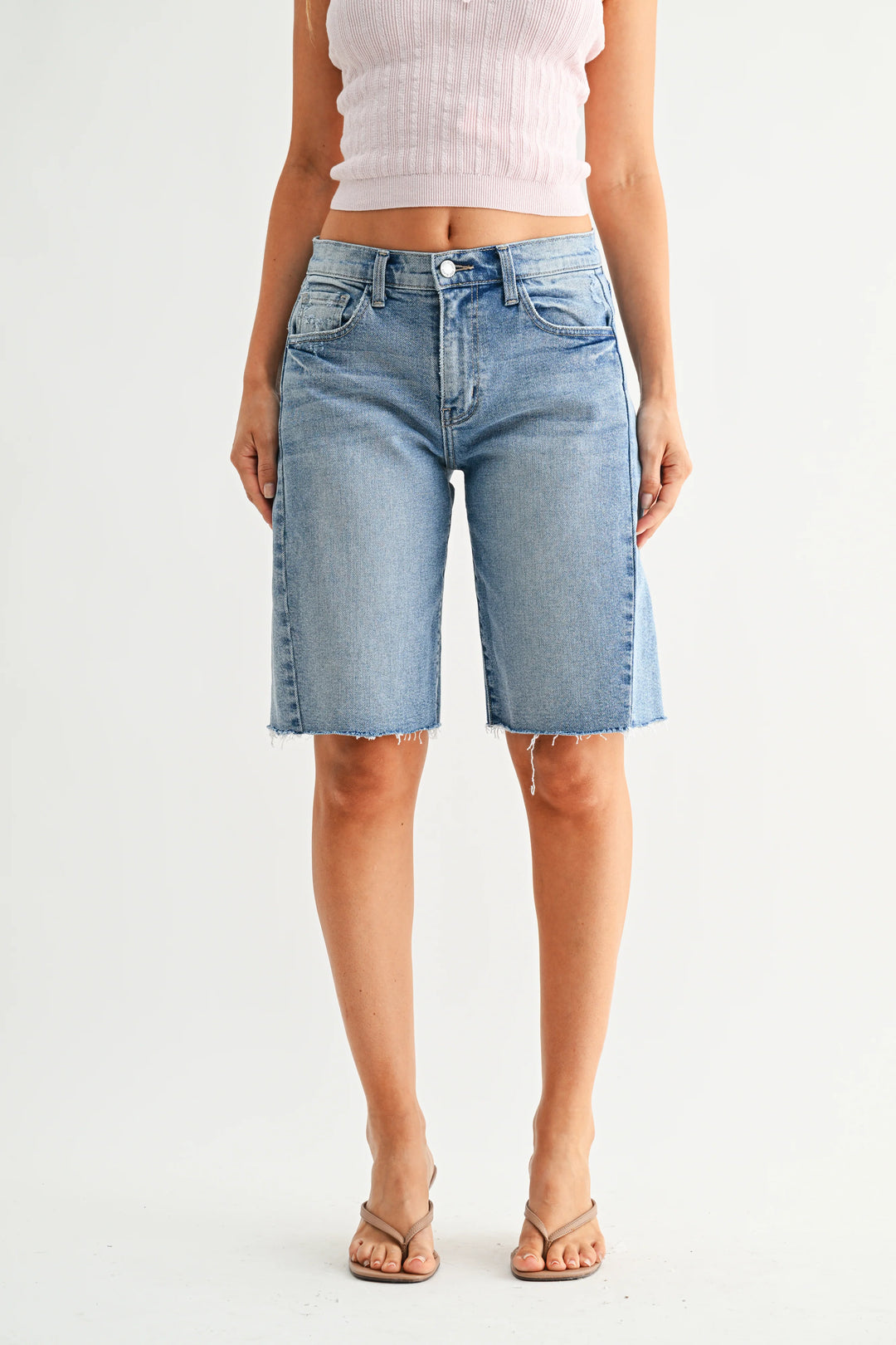 Twisted Seam Bermuda Jean Shorts