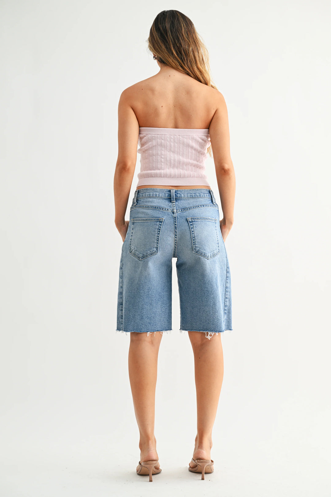 Twisted Seam Bermuda Jean Shorts