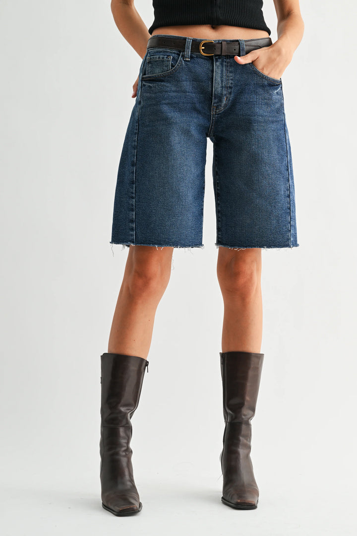 Twisted Seam Bermuda Jean Shorts