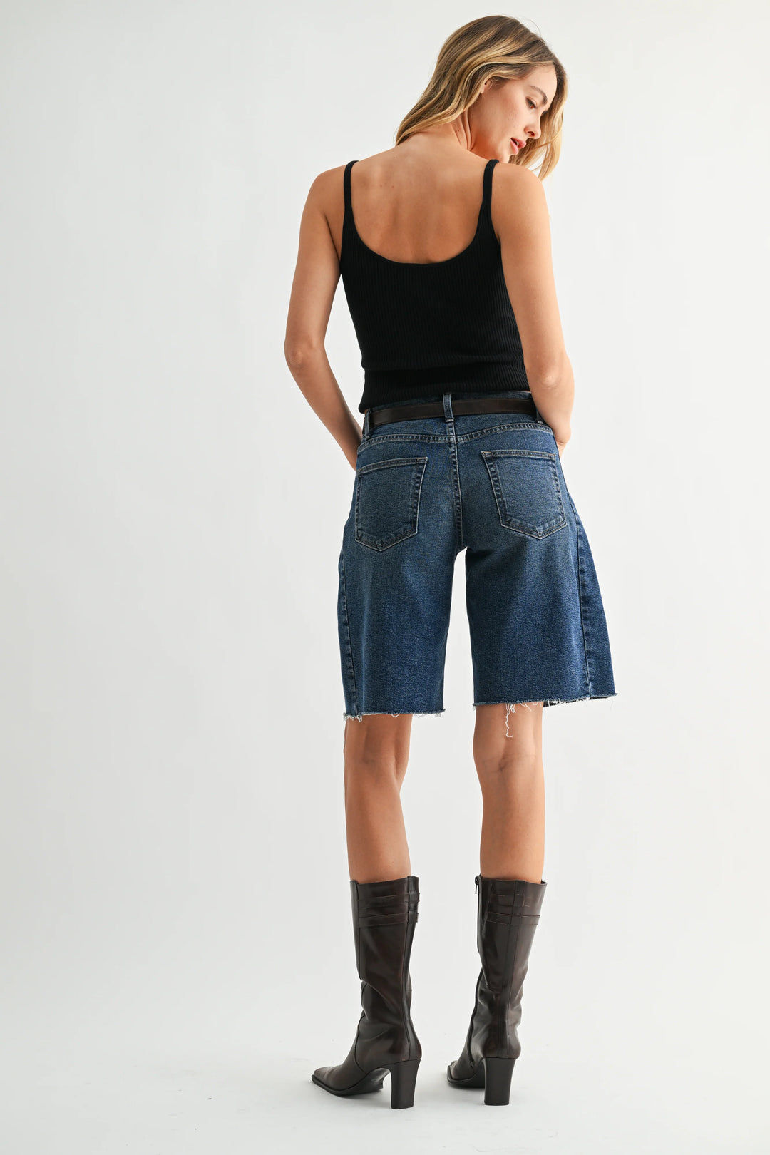 Twisted Seam Bermuda Jean Shorts