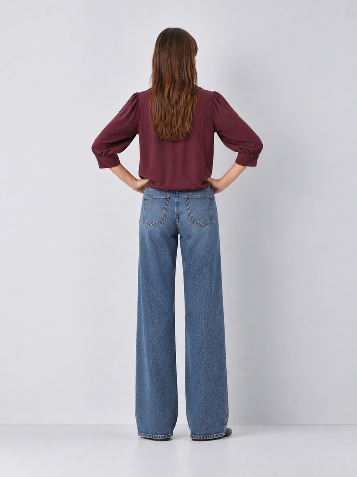 Half Sleeve Bubble Hem Blouse
