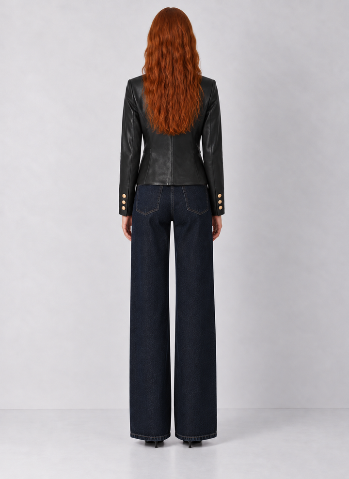 Dear John Rosalie Faux Leather Double-Breasted Blazer