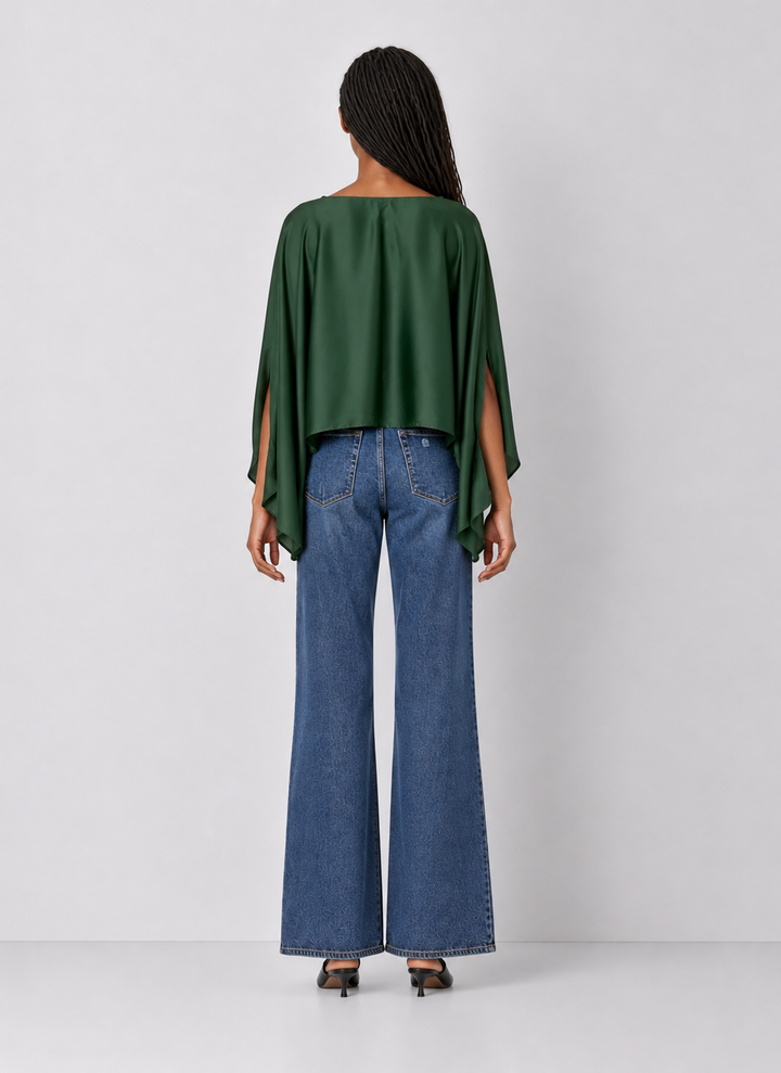 Elan Draped Satin Blouse