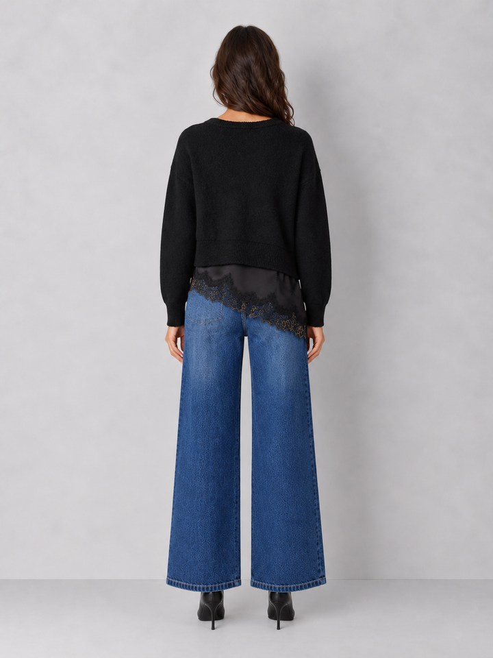 Steve Madden Aries Lace Hem Sweater
