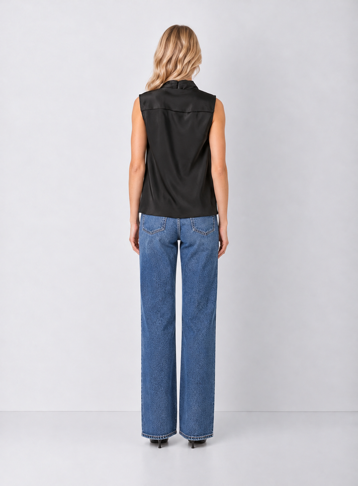 Elan Draped Cowl Neck Sleeveless Blouse