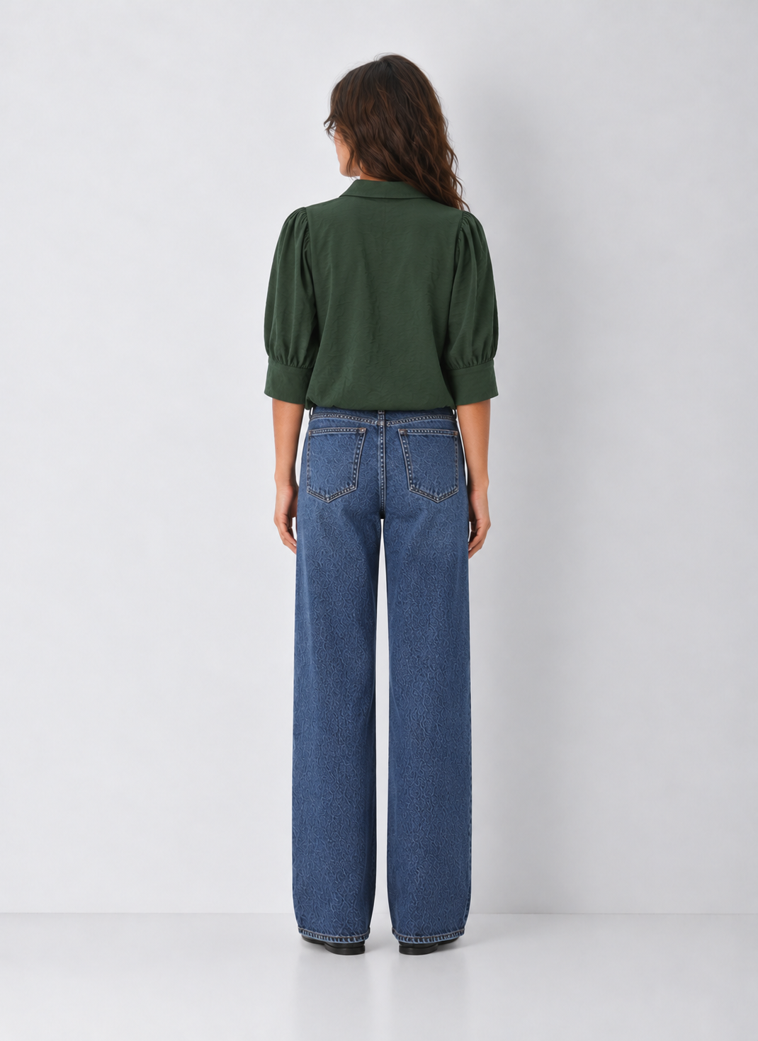 Half Sleeve Bubble Hem Blouse