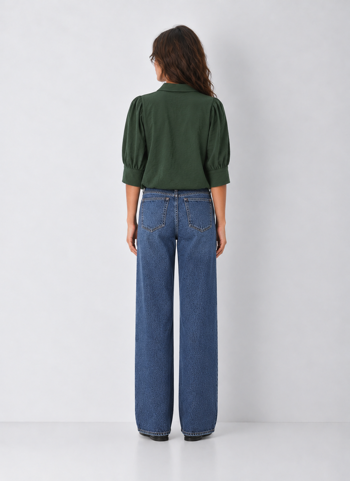 Half Sleeve Bubble Hem Blouse
