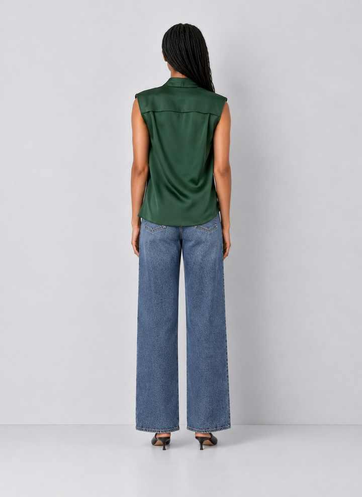 Elan Draped Cowl Neck Sleeveless Blouse