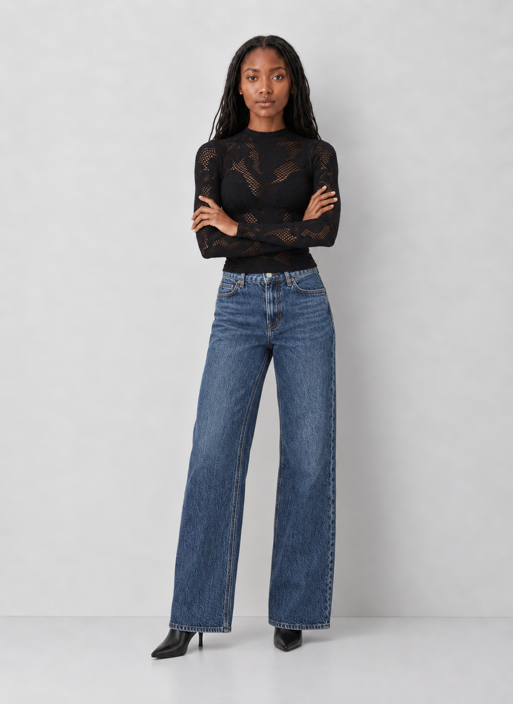 Jacquard Fishnet Layering Top