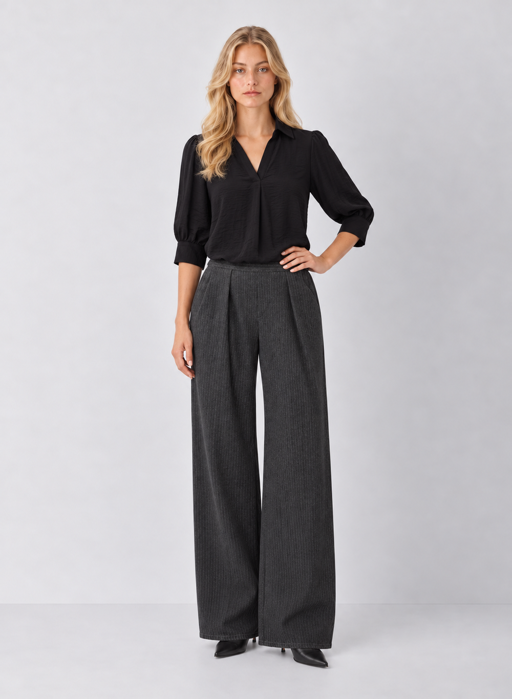 Half Sleeve Bubble Hem Blouse
