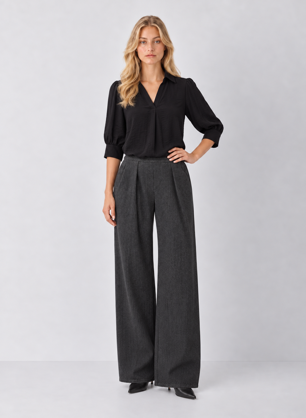 Half Sleeve Bubble Hem Blouse