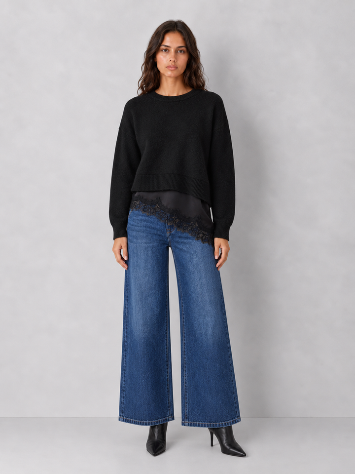 Steve Madden Aries Lace Hem Sweater