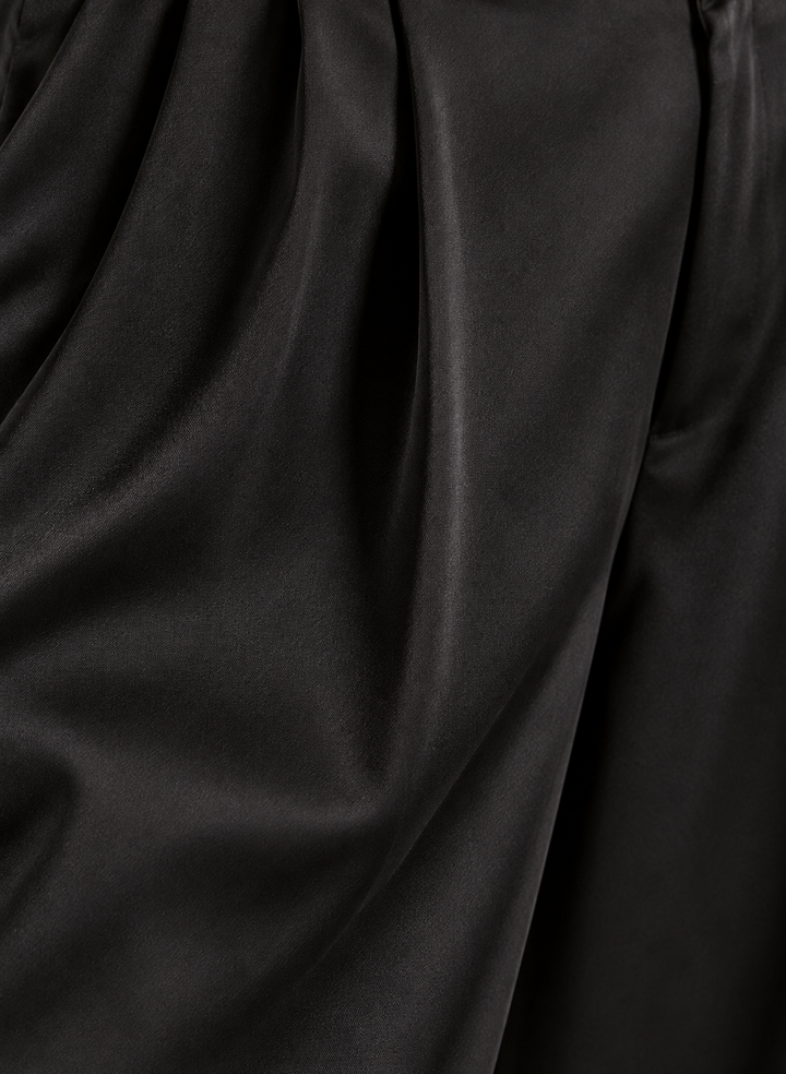 Elan Satin High-Waisted Wide-Leg Trousers
