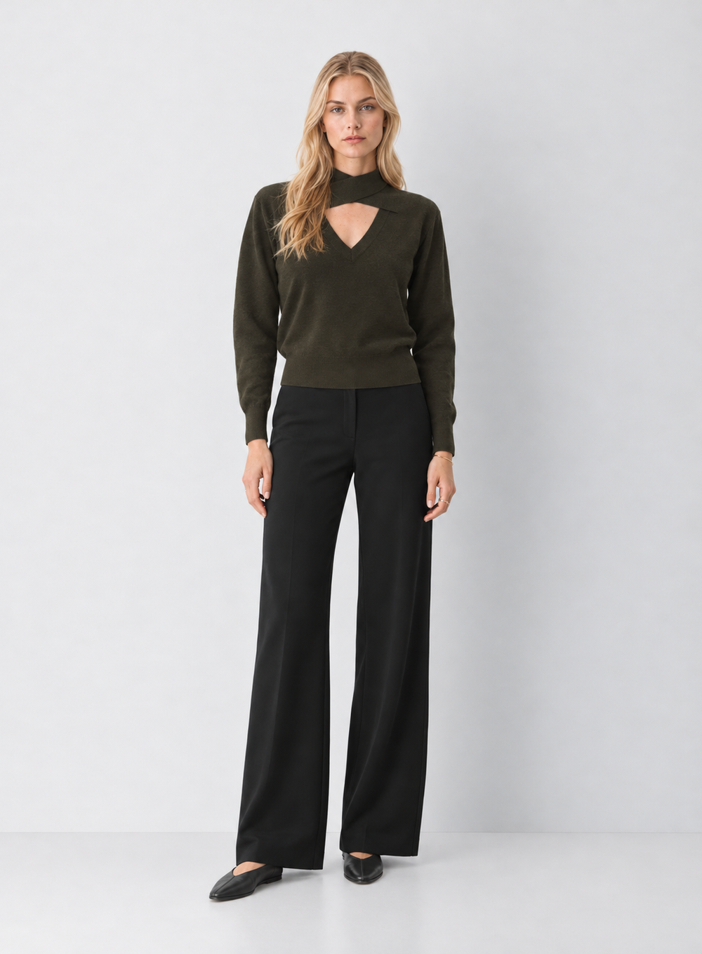 Taylor Criss Cross Key Hole Sweater Top