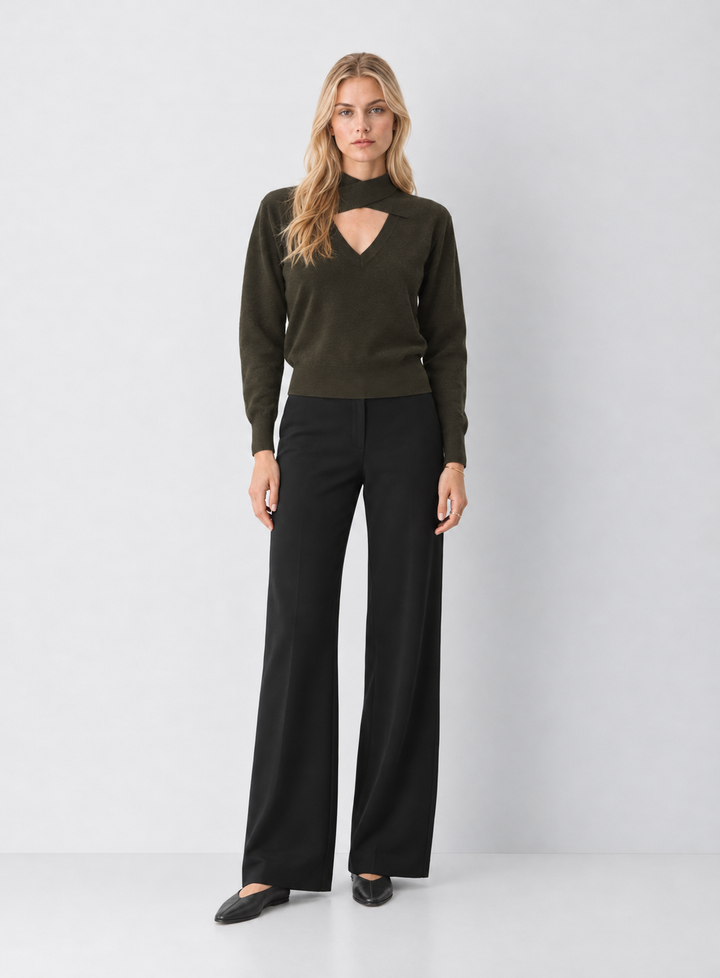 Taylor Criss Cross Key Hole Sweater Top