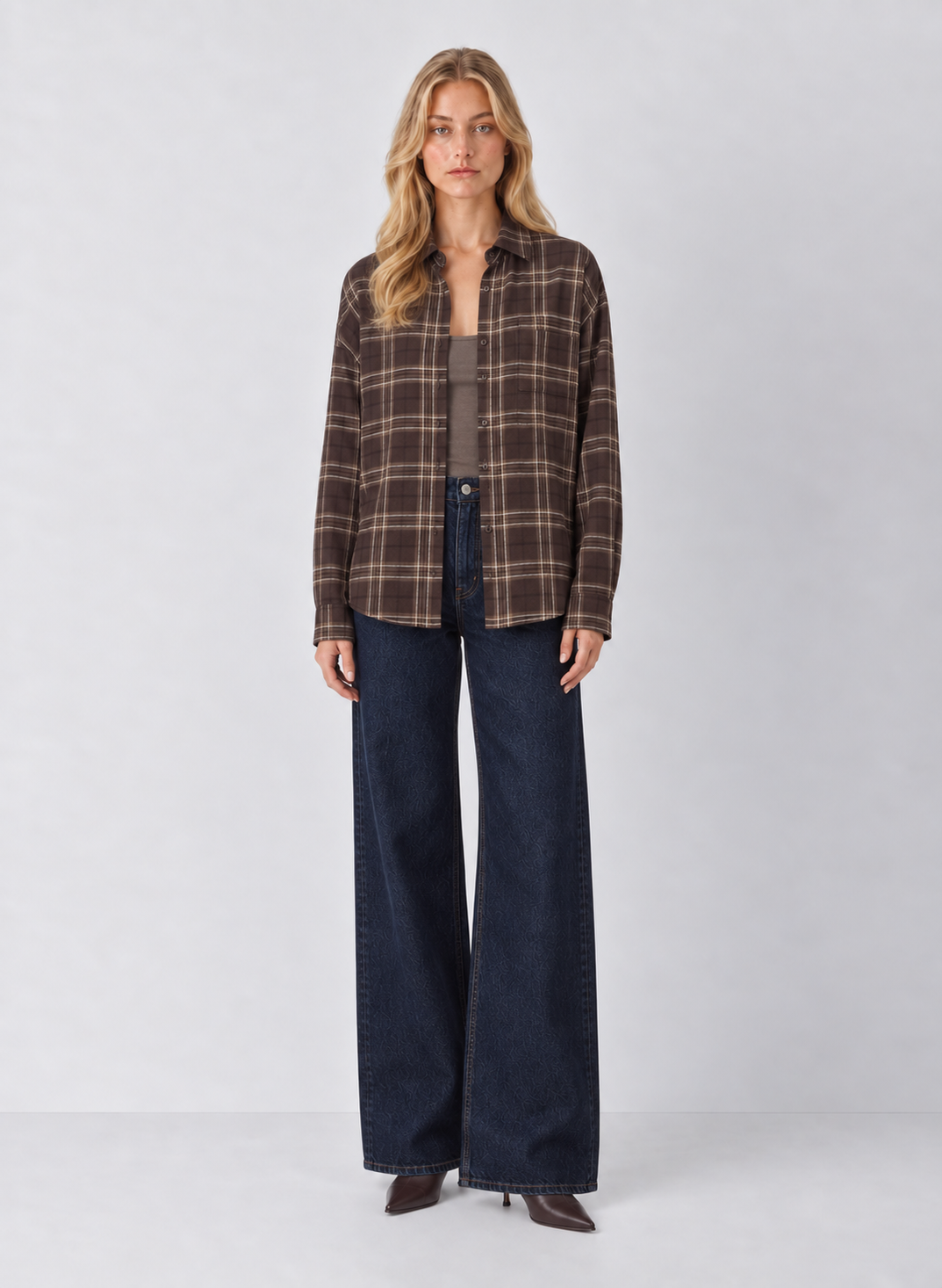 Z Supply River Plaid Button Up Brown