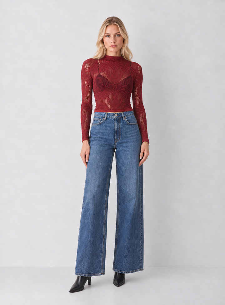 Jacquard Fishnet Layering Top