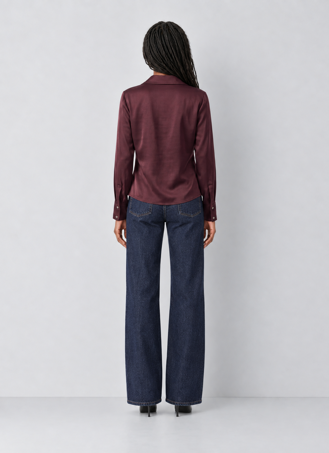 Cowl Neck Collared Long Sleeve Blouse