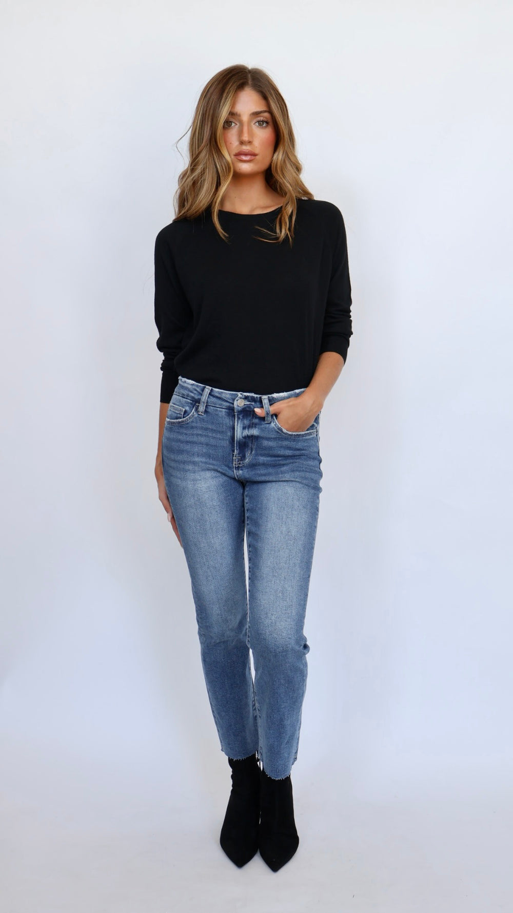 Vervet Mid Rise Crop Slim Straight Jeans