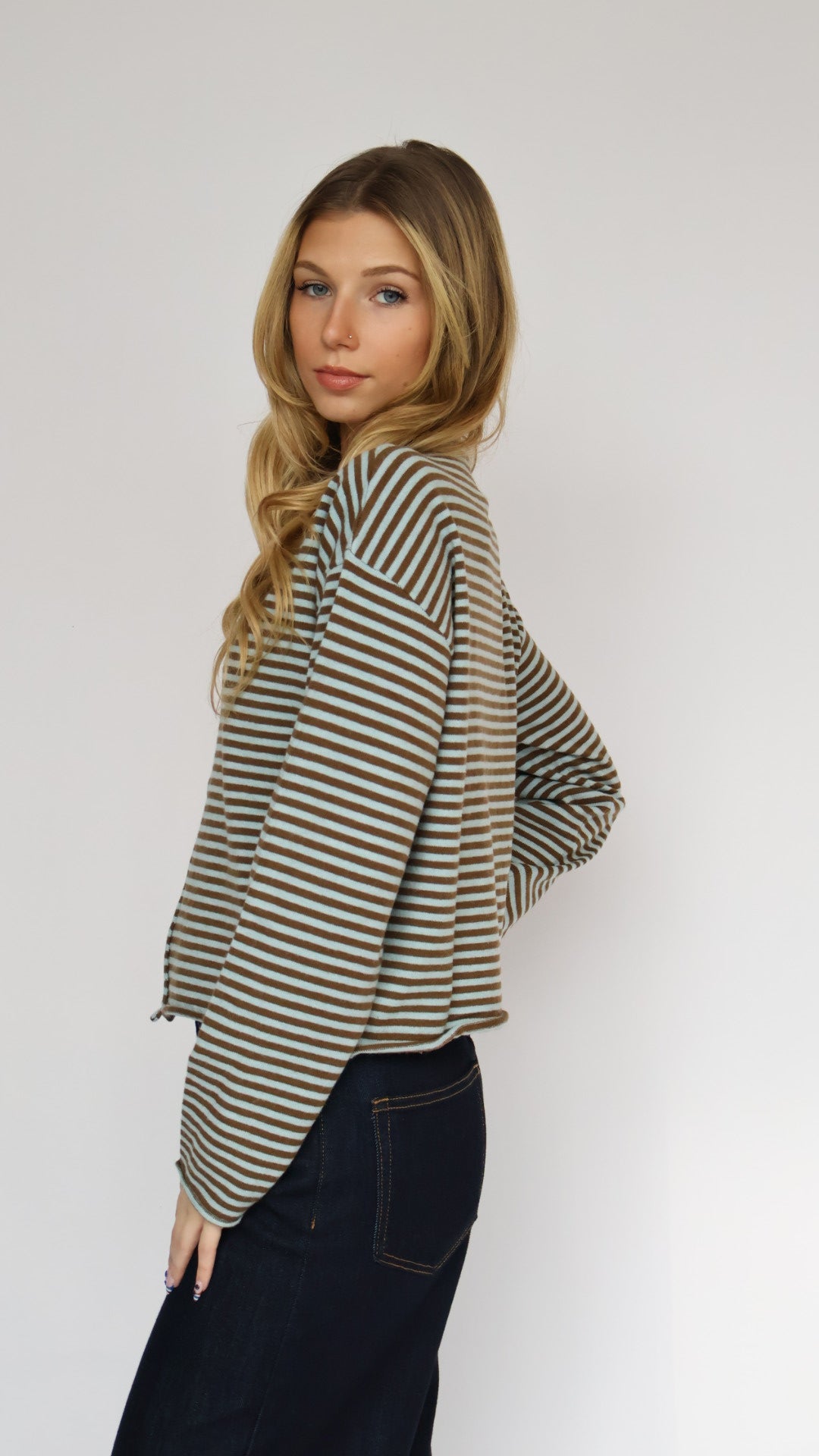 Striped Button-Up Cardigan