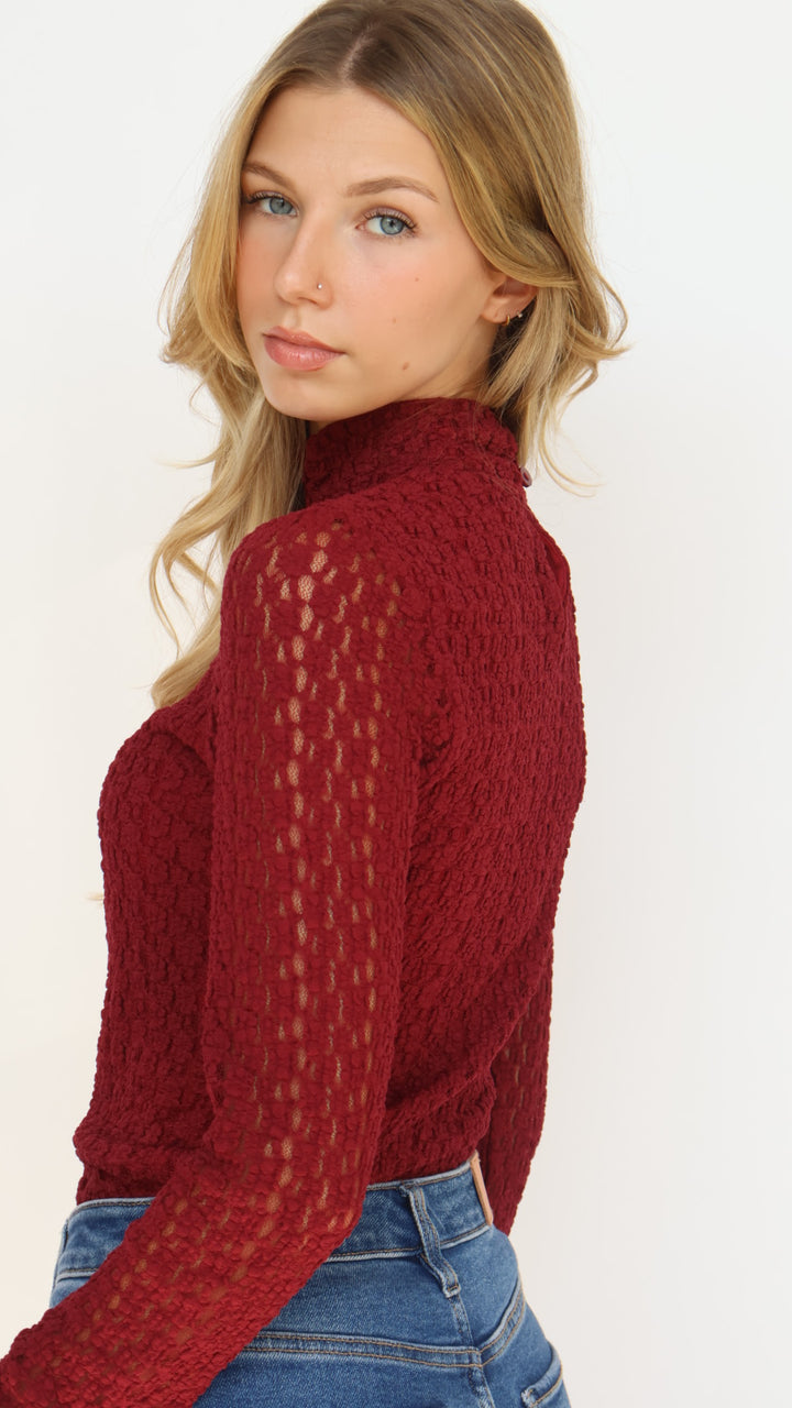 Lost + Wander Sistine Tale Top Lace Mock Neck Top