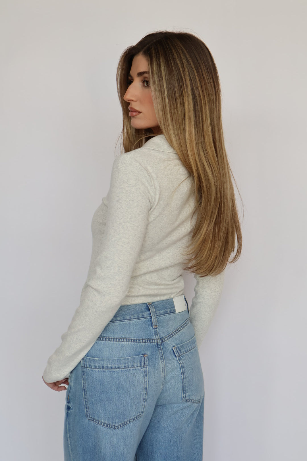 BEST SELLER : Loren Ribbed Cotton Zip Long Sleeve Top 40% OFF IN CART