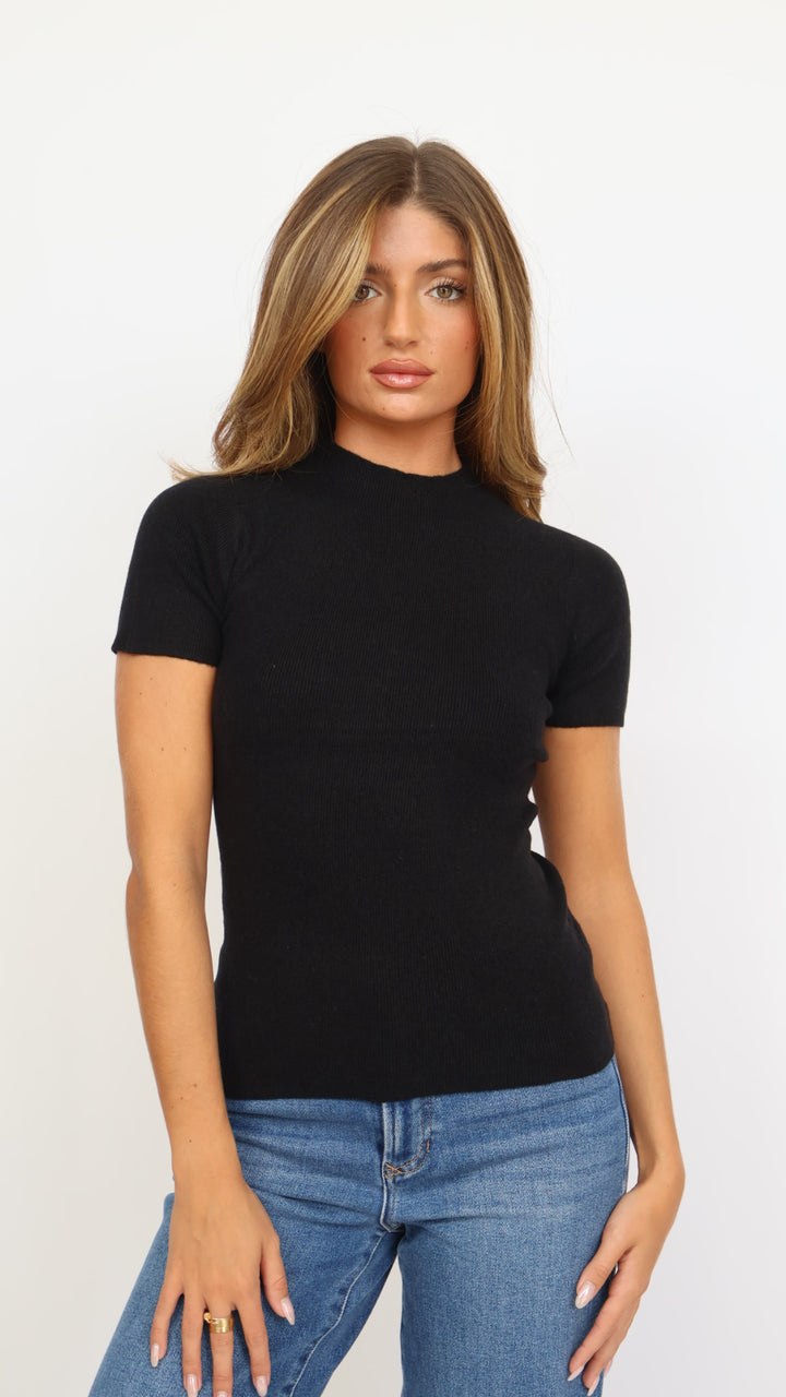Soft Knit Short Sleeve Sweater Top