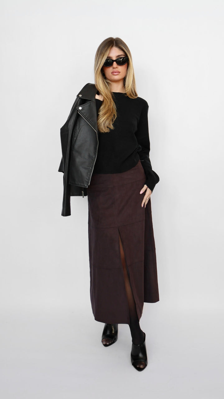 Habitual Suede Midi Skirt