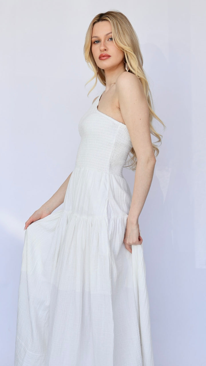 Off Shoulder Smocked Maxi Dress