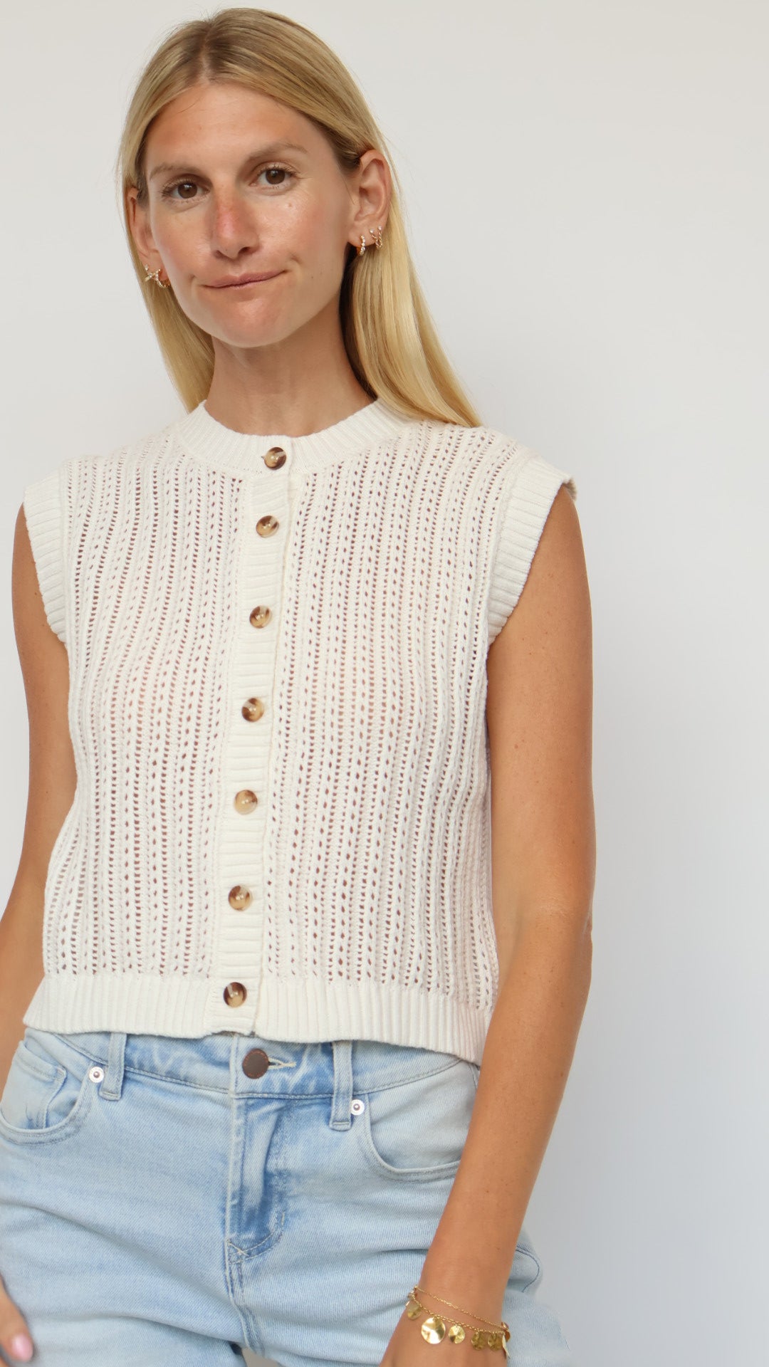 Classic Knit Button-Front Vest