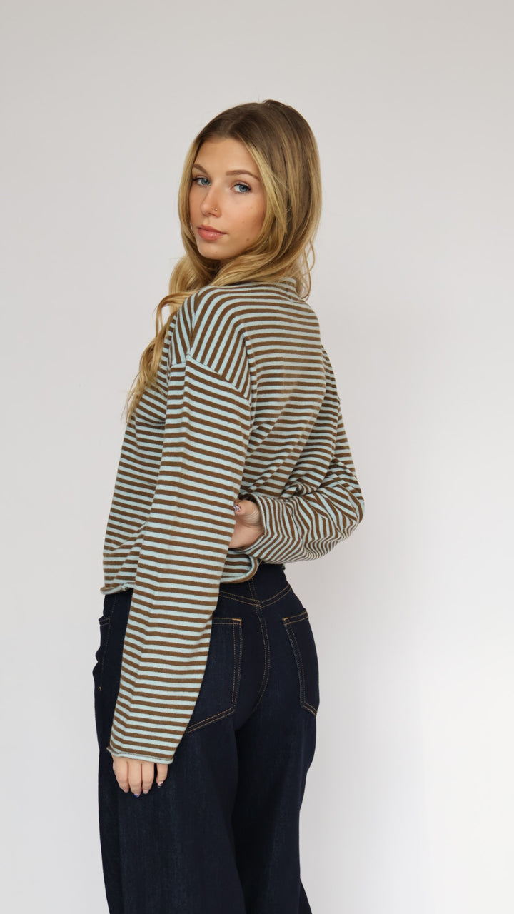 Striped Button-Up Cardigan