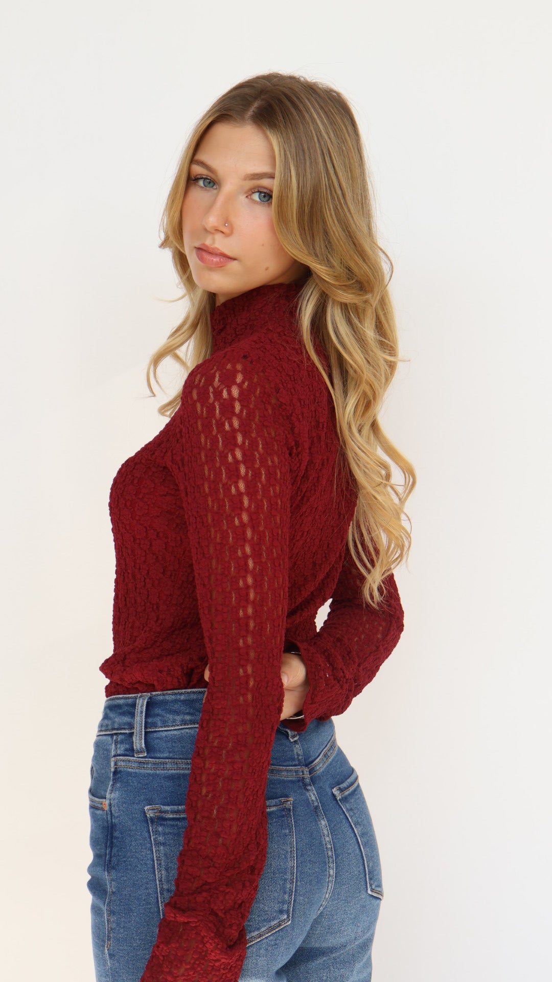 Lost + Wander Sistine Tale Top Lace Mock Neck Top
