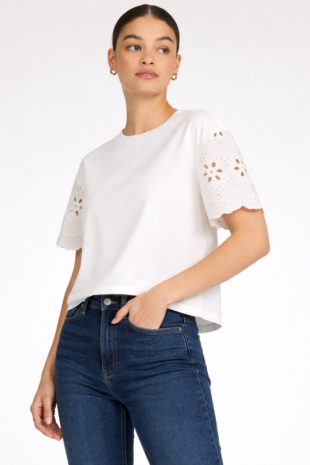 Eyelet Sleeve T-Shirt