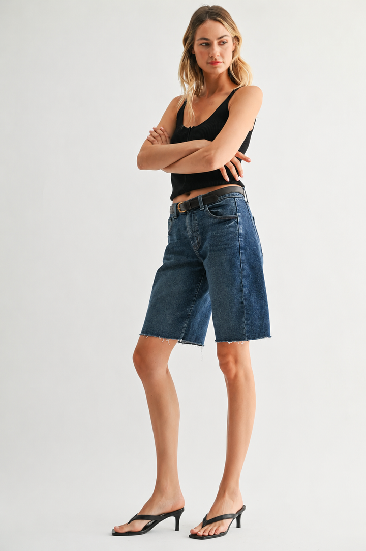 Twisted Seam Bermuda Jean Shorts