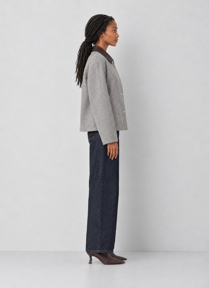French Connection Herringbone Jacket with Contrast Collar