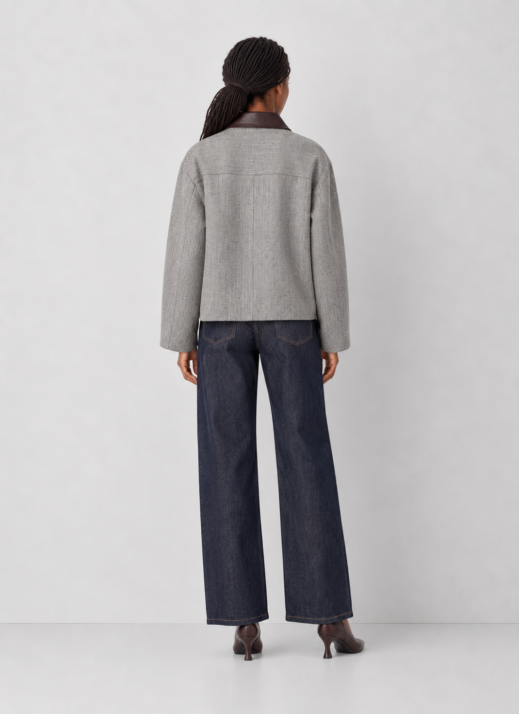 French Connection Herringbone Jacket with Contrast Collar