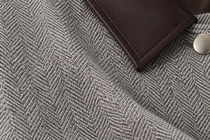 French Connection Herringbone Jacket with Contrast Collar