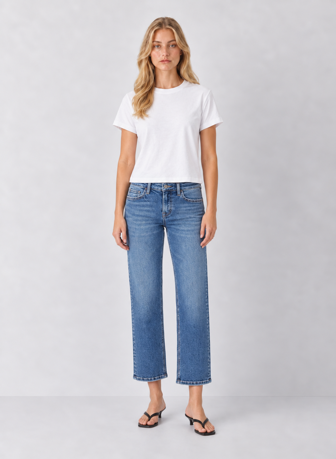 Melissa Mid Rise Crop Straight Jean